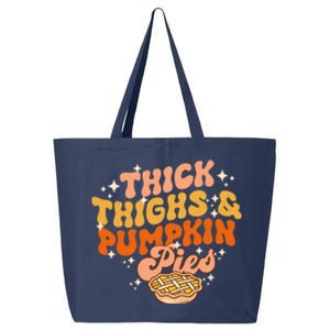 Thick Thighs Pumpkin Pies Autumn Thanksgiving Groovy Retro 25L Jumbo Tote