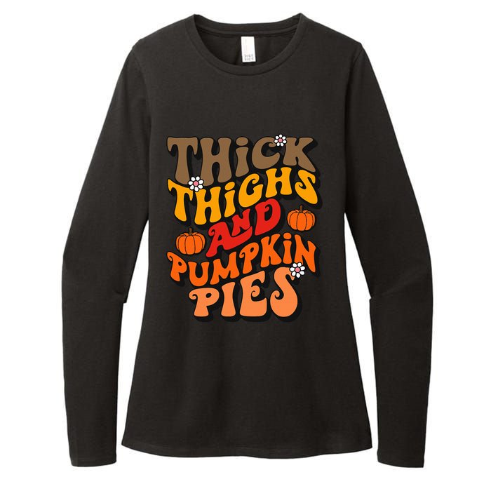 Thick Thighs Pumpkin Pies Autumn Thanksgiving Fall Season Womens CVC Long Sleeve Shirt