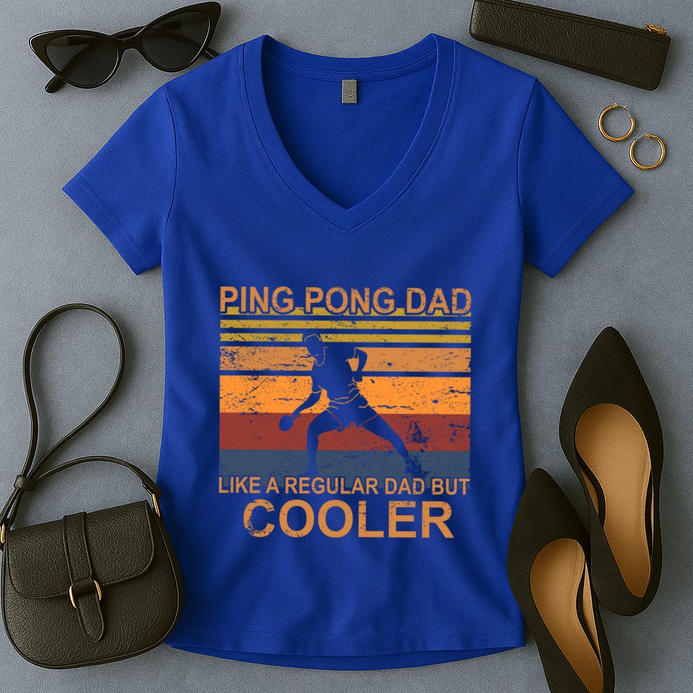 Table Tennis Player Ping Pong Father Table Tennis Dad Gift Women's V-Neck T-Shirt