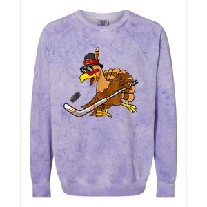 Thanksgiving Turkey Play Hockey Hockey Cute Gift Colorblast Crewneck Sweatshirt