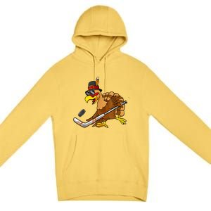 Thanksgiving Turkey Play Hockey Hockey Cute Gift Premium Pullover Hoodie