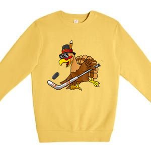 Thanksgiving Turkey Play Hockey Hockey Cute Gift Premium Crewneck Sweatshirt