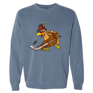 Thanksgiving Turkey Play Hockey Hockey Cute Gift Garment-Dyed Sweatshirt