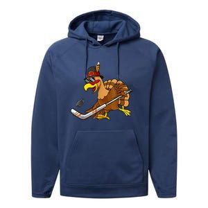 Thanksgiving Turkey Play Hockey Hockey Cute Gift Performance Fleece Hoodie