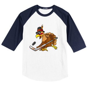 Thanksgiving Turkey Play Hockey Hockey Cute Gift Baseball Sleeve Shirt