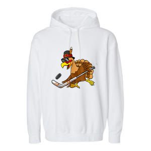 Thanksgiving Turkey Play Hockey Hockey Cute Gift Garment-Dyed Fleece Hoodie