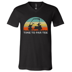 Time To Par Tee Golf Cart Retro Golfing Sports Golfer Gift V-Neck T-Shirt