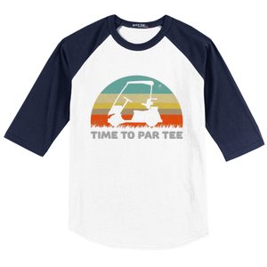 Time To Par Tee Golf Cart Retro Golfing Sports Golfer Gift Baseball Sleeve Shirt