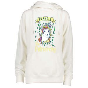 Trample The Patriarchy Unicorn Feminist Equal Rights Gift Meaningful Gift Womens Funnel Neck Pullover Hood