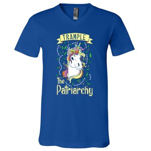 Trample The Patriarchy Unicorn Feminist Equal Rights Gift Meaningful Gift V-Neck T-Shirt