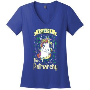 Trample The Patriarchy Unicorn Feminist Equal Rights Gift Meaningful Gift Women's V-Neck T-Shirt