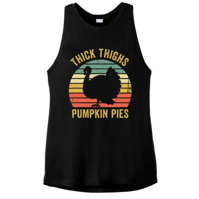 Thick Thighs Pumpkin Pies Thanksgiving Ladies PosiCharge Tri-Blend Wicking Tank