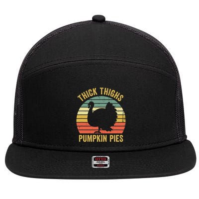 Thick Thighs Pumpkin Pies Thanksgiving 7 Panel Mesh Trucker Snapback Hat