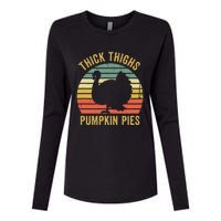 Thick Thighs Pumpkin Pies Thanksgiving Womens Cotton Relaxed Long Sleeve T-Shirt