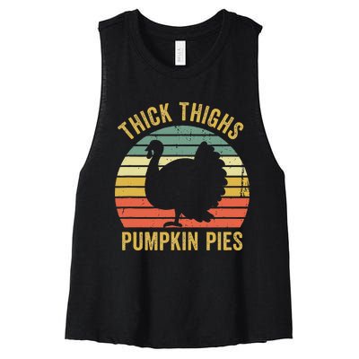 Thick Thighs Pumpkin Pies Thanksgiving Women's Racerback Cropped Tank