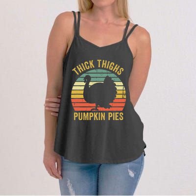 Thick Thighs Pumpkin Pies Thanksgiving Women's Strappy Tank