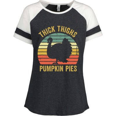 Thick Thighs Pumpkin Pies Thanksgiving Enza Ladies Jersey Colorblock Tee