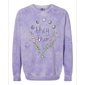 They Them Pronouns Flowers Colorblast Crewneck Sweatshirt