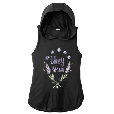 They Them Pronouns Flowers Ladies PosiCharge Tri-Blend Wicking Draft Hoodie Tank