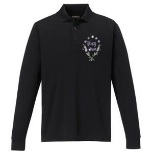 They Them Pronouns Flowers Performance Long Sleeve Polo