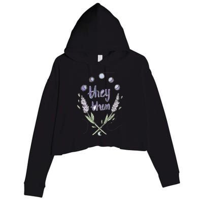 They Them Pronouns Flowers Crop Fleece Hoodie