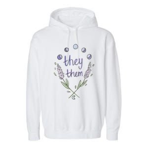 They Them Pronouns Flowers Garment-Dyed Fleece Hoodie