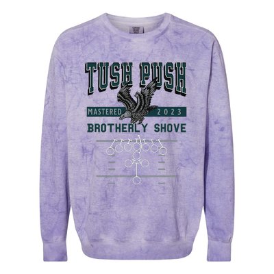 The Tush Push Eagles Brotherly Shove Colorblast Crewneck Sweatshirt