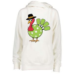 Thanksgiving Turkey Pickleball Pickle Ball Womens Funnel Neck Pullover Hood