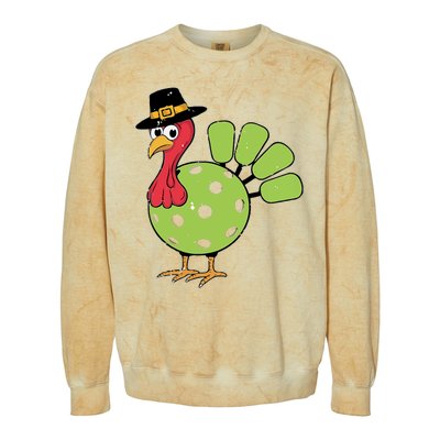 Thanksgiving Turkey Pickleball Pickle Ball Colorblast Crewneck Sweatshirt