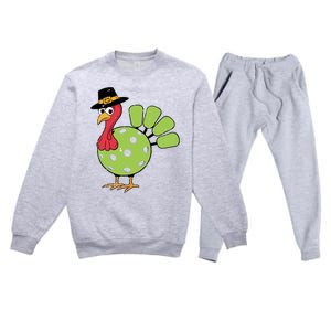 Thanksgiving Turkey Pickleball Pickle Ball Premium Crewneck Sweatsuit Set