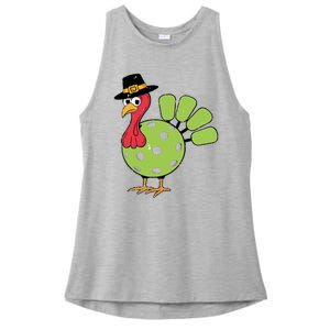 Thanksgiving Turkey Pickleball Pickle Ball Ladies PosiCharge Tri-Blend Wicking Tank