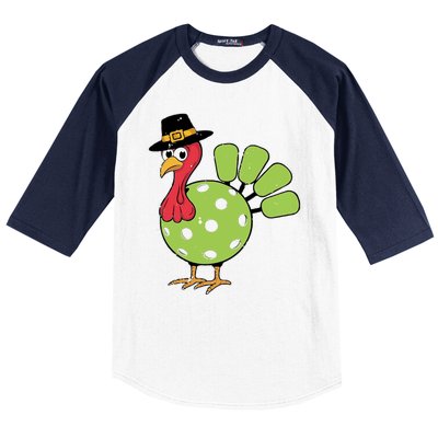 Thanksgiving Turkey Pickleball Pickle Ball Baseball Sleeve Shirt