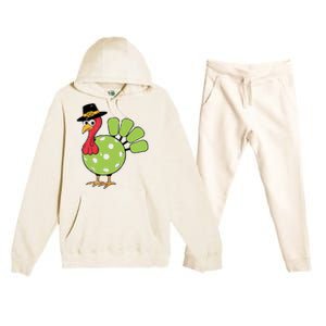 Thanksgiving Turkey Pickleball Pickle Ball Premium Hooded Sweatsuit Set