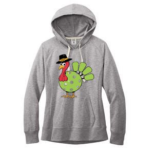 Thanksgiving Turkey Pickleball Pickle Ball Women's Fleece Hoodie