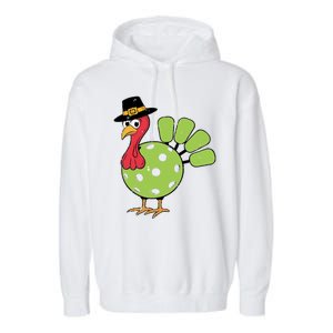 Thanksgiving Turkey Pickleball Pickle Ball Garment-Dyed Fleece Hoodie