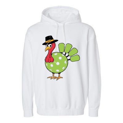 Thanksgiving Turkey Pickleball Pickle Ball Garment-Dyed Fleece Hoodie