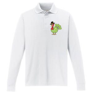 Thanksgiving Turkey Pickleball Pickle Ball Performance Long Sleeve Polo