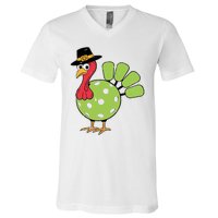 Thanksgiving Turkey Pickleball Pickle Ball V-Neck T-Shirt