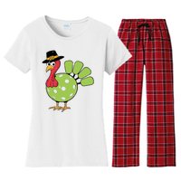 Thanksgiving Turkey Pickleball Pickle Ball Women's Flannel Pajama Set