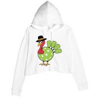 Thanksgiving Turkey Pickleball Pickle Ball Crop Fleece Hoodie