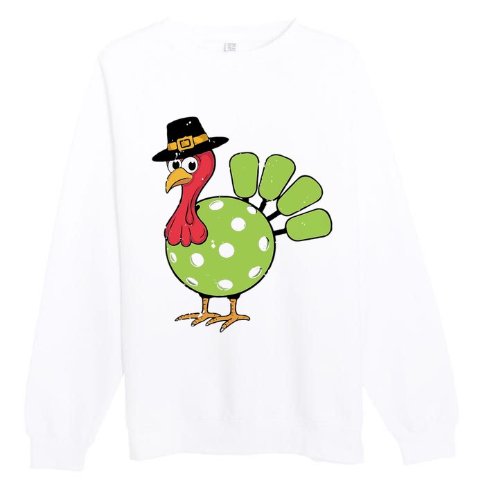 Thanksgiving Turkey Pickleball Pickle Ball Premium Crewneck Sweatshirt