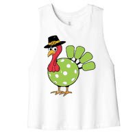 Thanksgiving Turkey Pickleball Pickle Ball Women's Racerback Cropped Tank