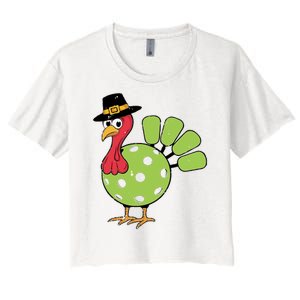 Thanksgiving Turkey Pickleball Pickle Ball Women's Crop Top Tee