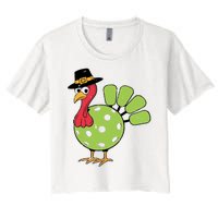 Thanksgiving Turkey Pickleball Pickle Ball Women's Crop Top Tee