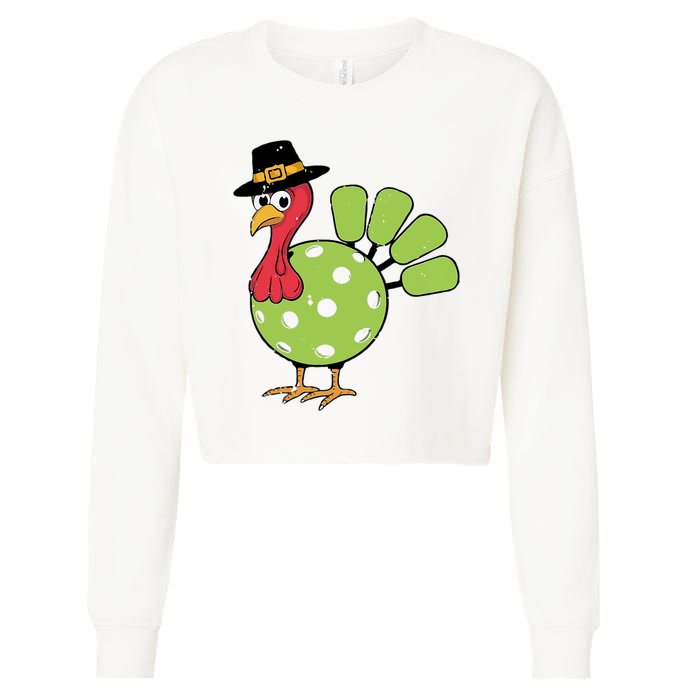 Thanksgiving Turkey Pickleball Pickle Ball Cropped Pullover Crew