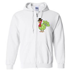 Thanksgiving Turkey Pickleball Pickle Ball Full Zip Hoodie