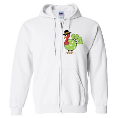 Thanksgiving Turkey Pickleball Pickle Ball Full Zip Hoodie