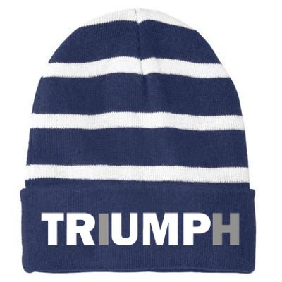 Trump Triumph Patriotic Striped Beanie with Solid Band