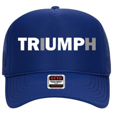 Trump Triumph Patriotic High Crown Mesh Back Trucker Hat