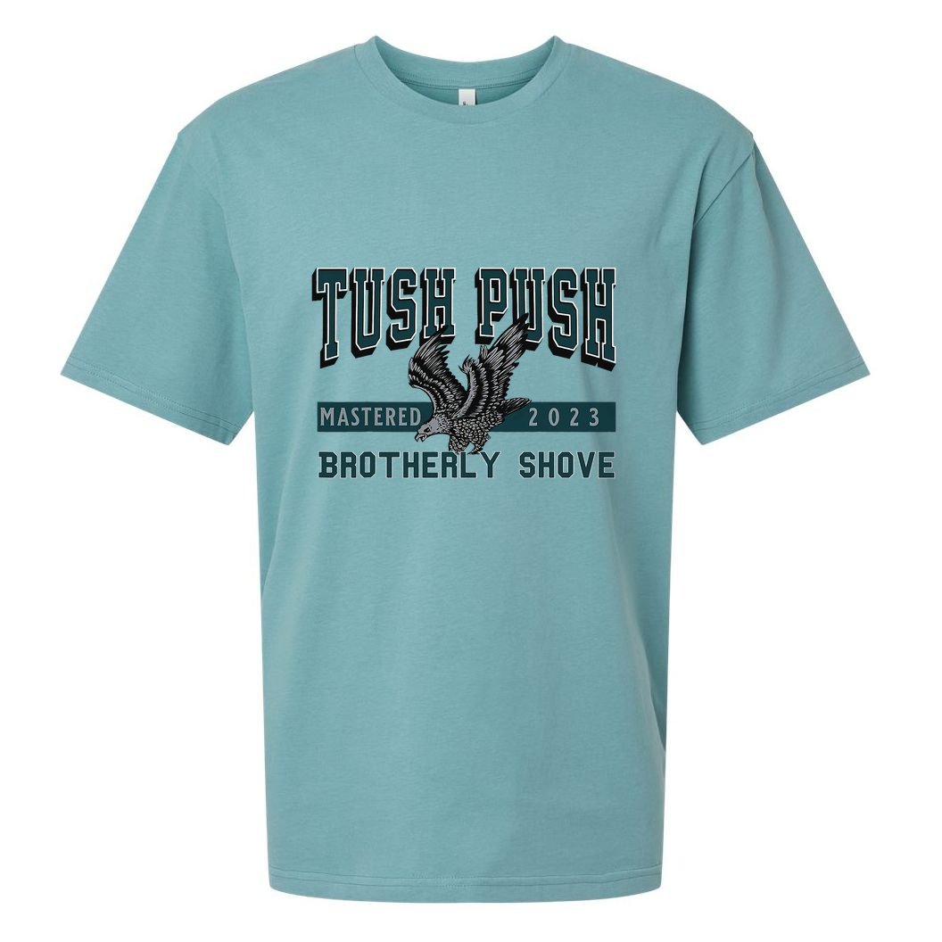 The Tush Push Eagles Brotherly Shove Sueded Cloud Jersey T-Shirt